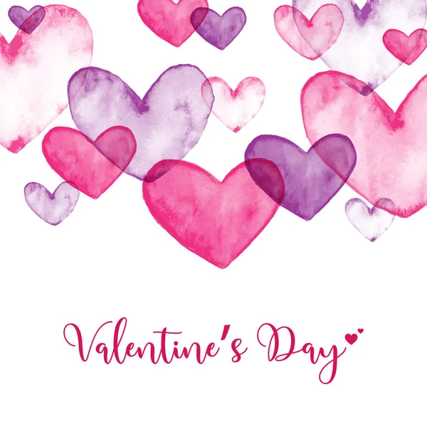 Corações de aquarela de Dia de Valentim — Vetor de Stock