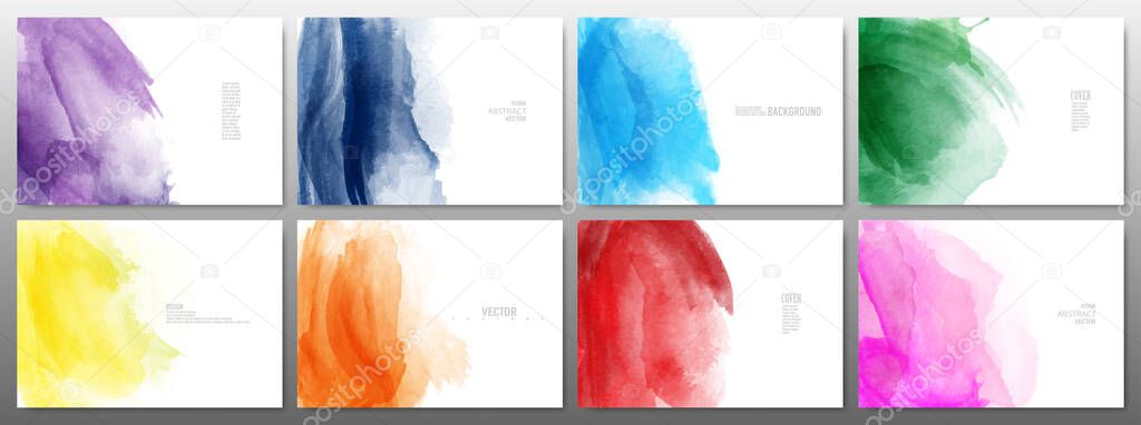 Set of horizontal template with watercolor