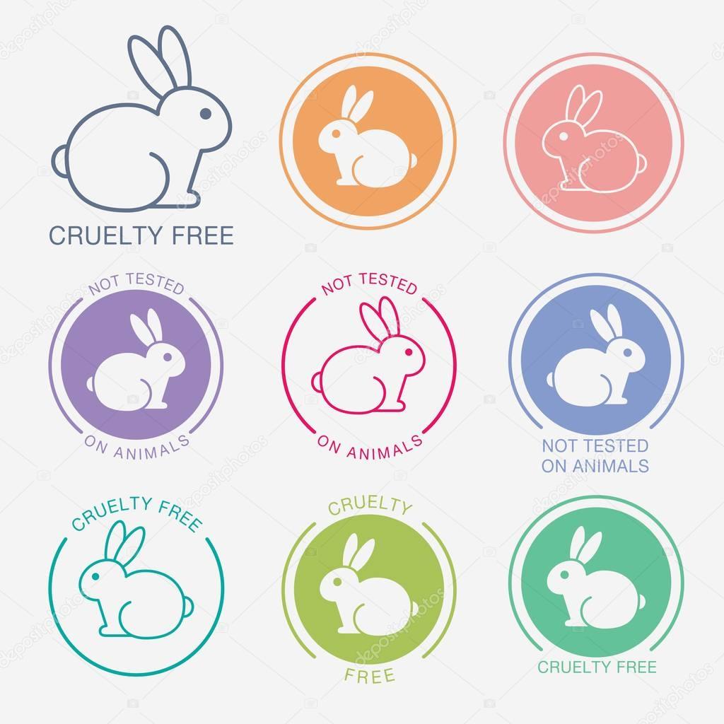 No animals testing icon design. Not tested sign. Animal cruelty free icon. Product not tested on animals symbol. Can be used as sticker, logo, stamp, icon. Vector illustration
