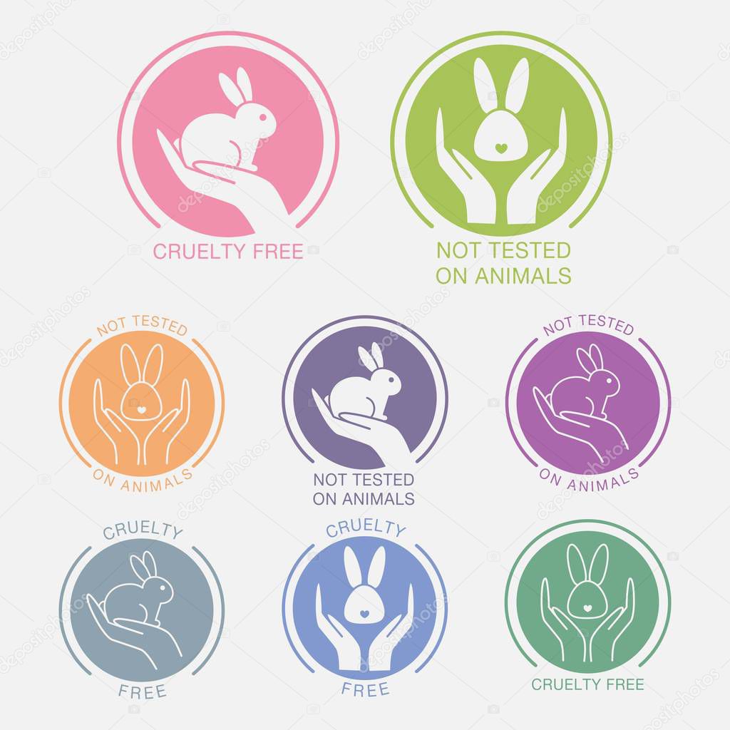 No animals testing icon design. Not tested sign. Animal cruelty free icon. Product not tested on animals symbol. Can be used as sticker, logo, stamp, icon. Vector illustration