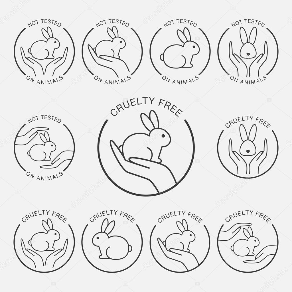 No animals testing icon design. Not tested sign. Animal cruelty free icon. Product not tested on animals symbol. Can be used as sticker, logo, stamp, icon. Vector illustration