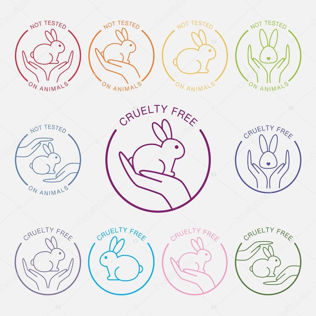 No animals testing icon design. Not tested sign. Animal cruelty free icon. Product not tested on animals symbol. Can be used as sticker, logo, stamp, icon. Vector illustration