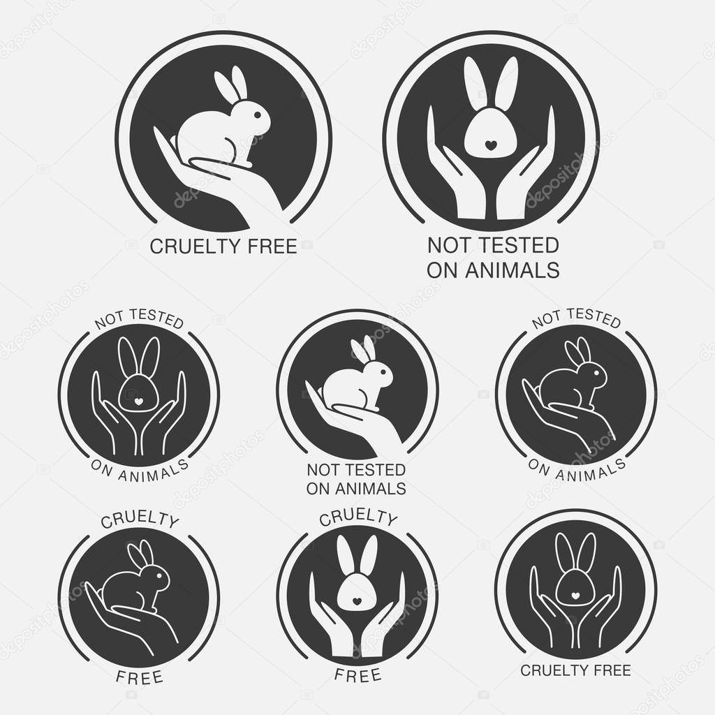 No animals testing icon design. Not tested sign. Animal cruelty free icon. Product not tested on animals symbol. Can be used as sticker, logo, stamp, icon. Vector illustration