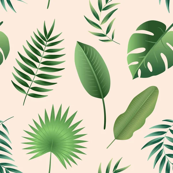 Vector seamless pattern tropical leaves. — Stock Vector