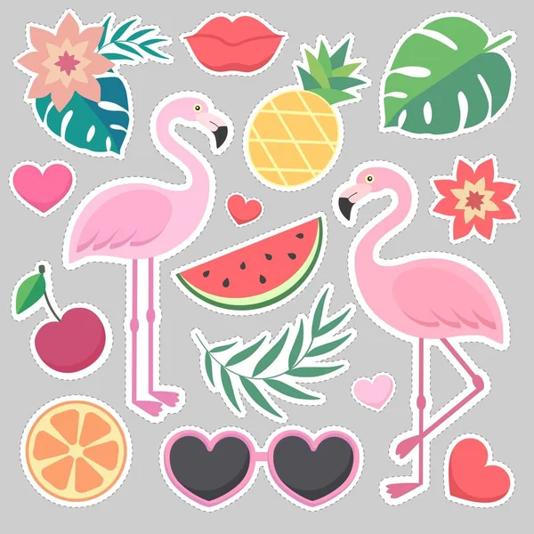 Adesivos vetoriais conjunto de ilustrações tropicais . —  Vetores de Stock