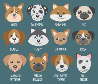 Sevimli çizgi köpek yavrusu ile ayarla vektör