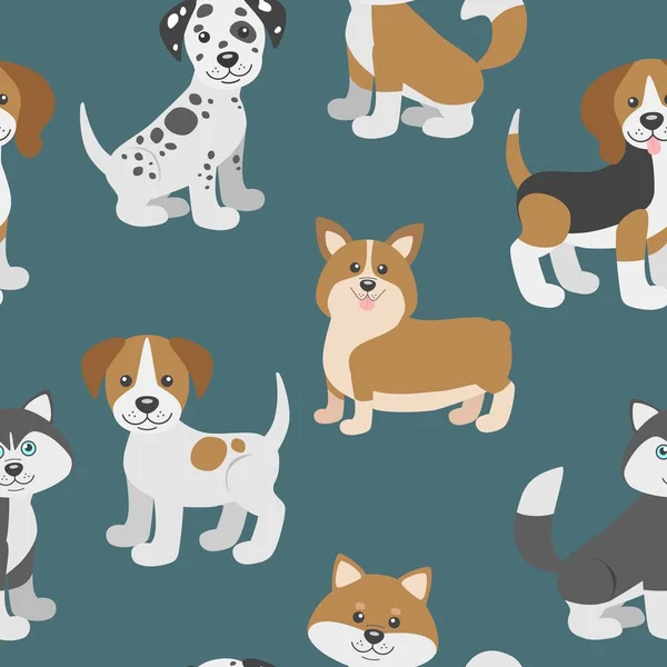 Sevimli çizgi köpek yavrusu ile vektör seamless modeli.