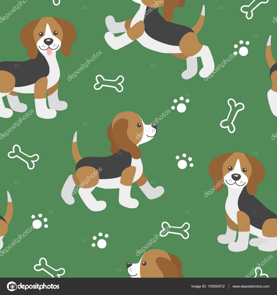 Patrón sin costura vectorial con lindos cachorros de perro de dibujos  animados Vector de stock #135554012 de ©imaginasty., image size:963x1024