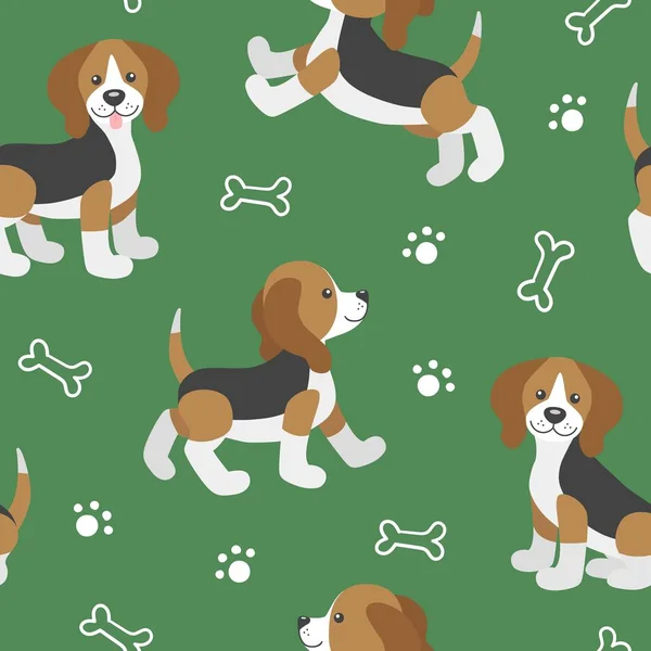 Векторный бесшовный рисунок с милыми мультяшными собаками — стоковый вектор