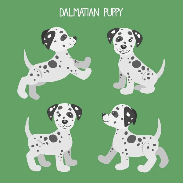 Conjunto de vectores con lindo perro de dibujos animados puppies.Dalmatian perro — Vector de stock