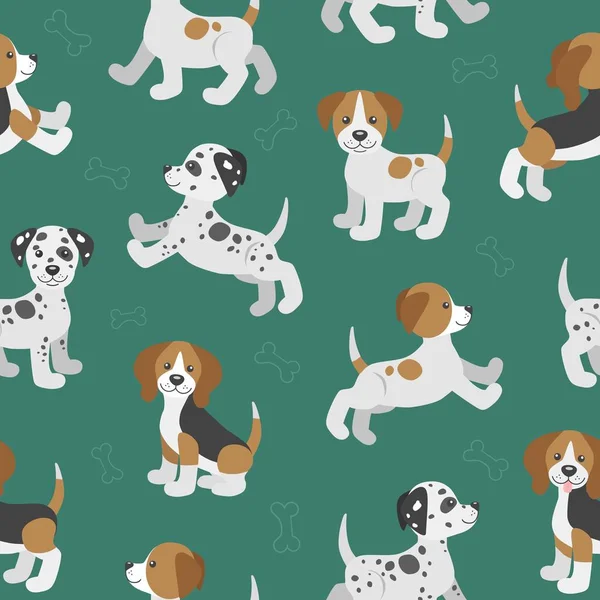 Sevimli çizgi köpek yavrusu ile vektör seamless modeli.