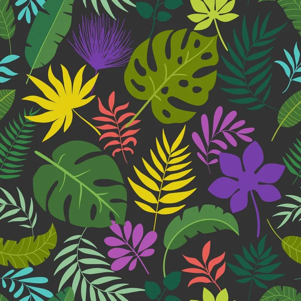 Modèle vectoriel sans couture feuilles tropicales . — Image vectorielle