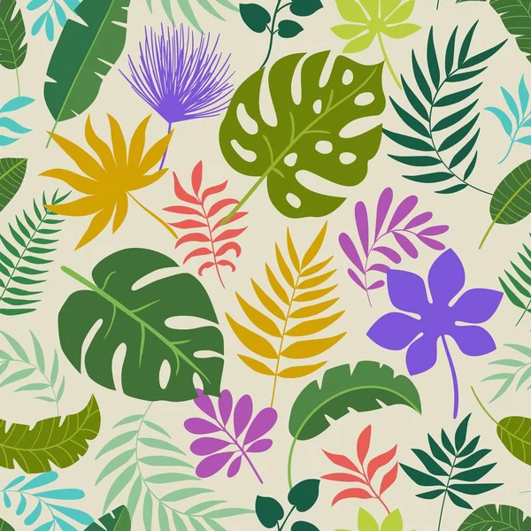 Modèle vectoriel sans couture feuilles tropicales . — Image vectorielle