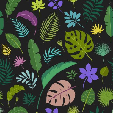 Vektör seamless modeli tropikal yaprak. 