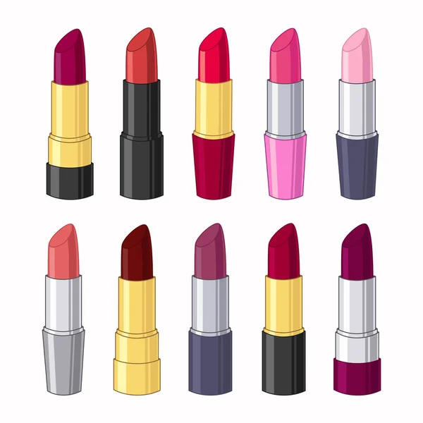 Set de lápices labiales vectoriales — Vector de stock