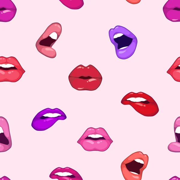 セクシーな唇とのシームレスなベクター パターン. — ストックベクタ