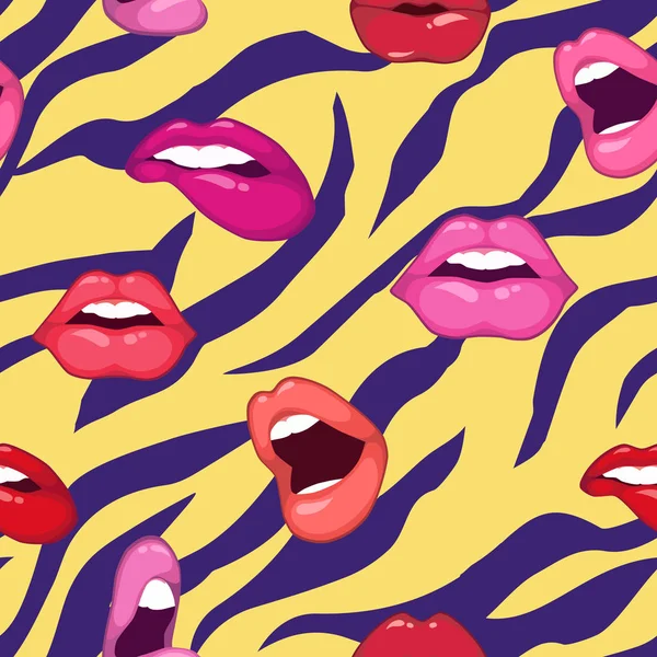 Seamless vector pattern with sexy lips. — Stock Vector