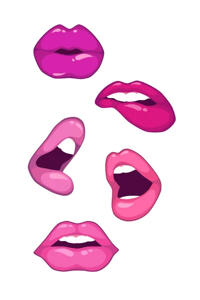 Set con sexy vector de labios . — Archivo Imágenes Vectoriales