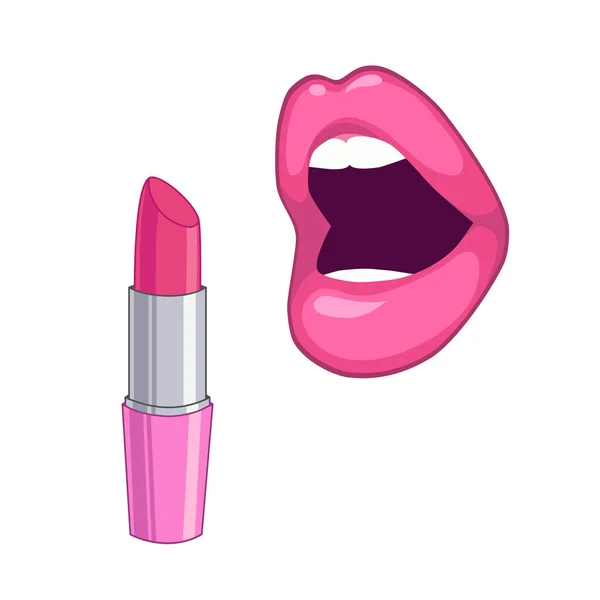 Set mit sexy Vektor-Lippen und Lippenstiften — Stockvektor