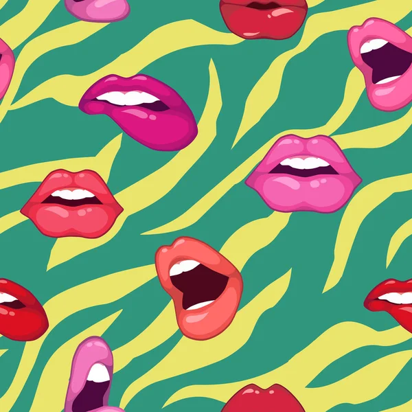 Seamless vector pattern with sexy lips. — Stock Vector