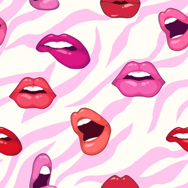 Seamless vector pattern with sexy lips. — Stock Vector