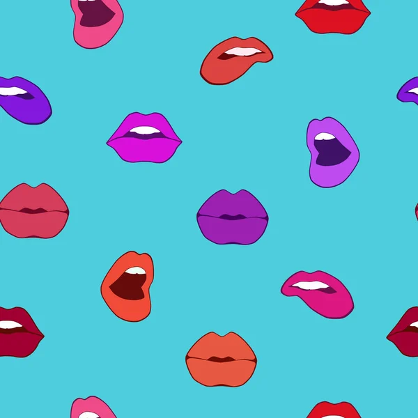 セクシーな唇とのシームレスなベクター パターン — ストックベクタ
