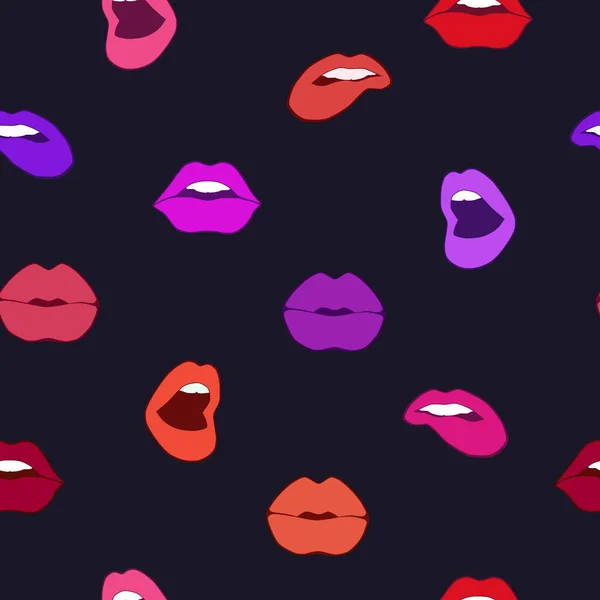 Seamless vector pattern with sexy lips — Stock Vector