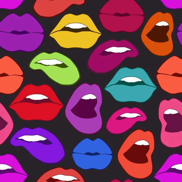 Seamless vector pattern with sexy lips — Stock Vector