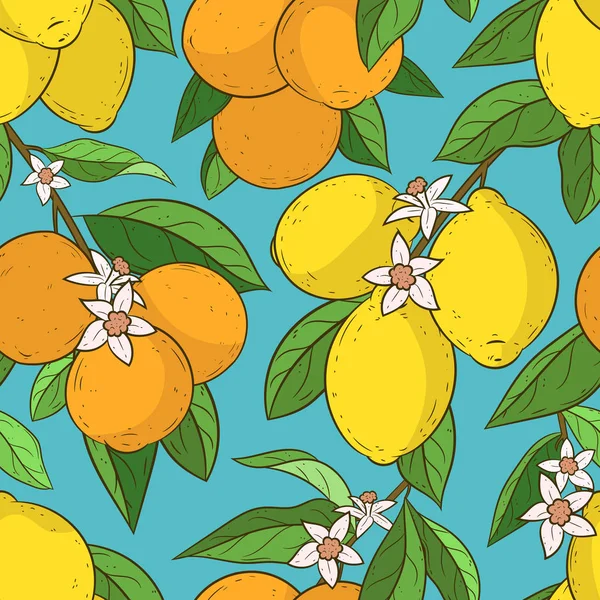 Modèle sans couture avec des oranges et des citrons — Image vectorielle