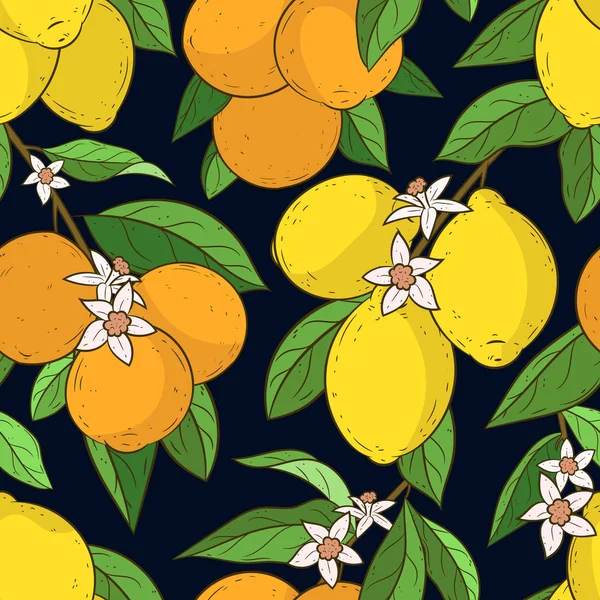 Wzór z pomarańczy i cytryny — Wektor stockowy