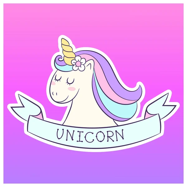 Cute ilustrasi unicorn - Stok Vektor