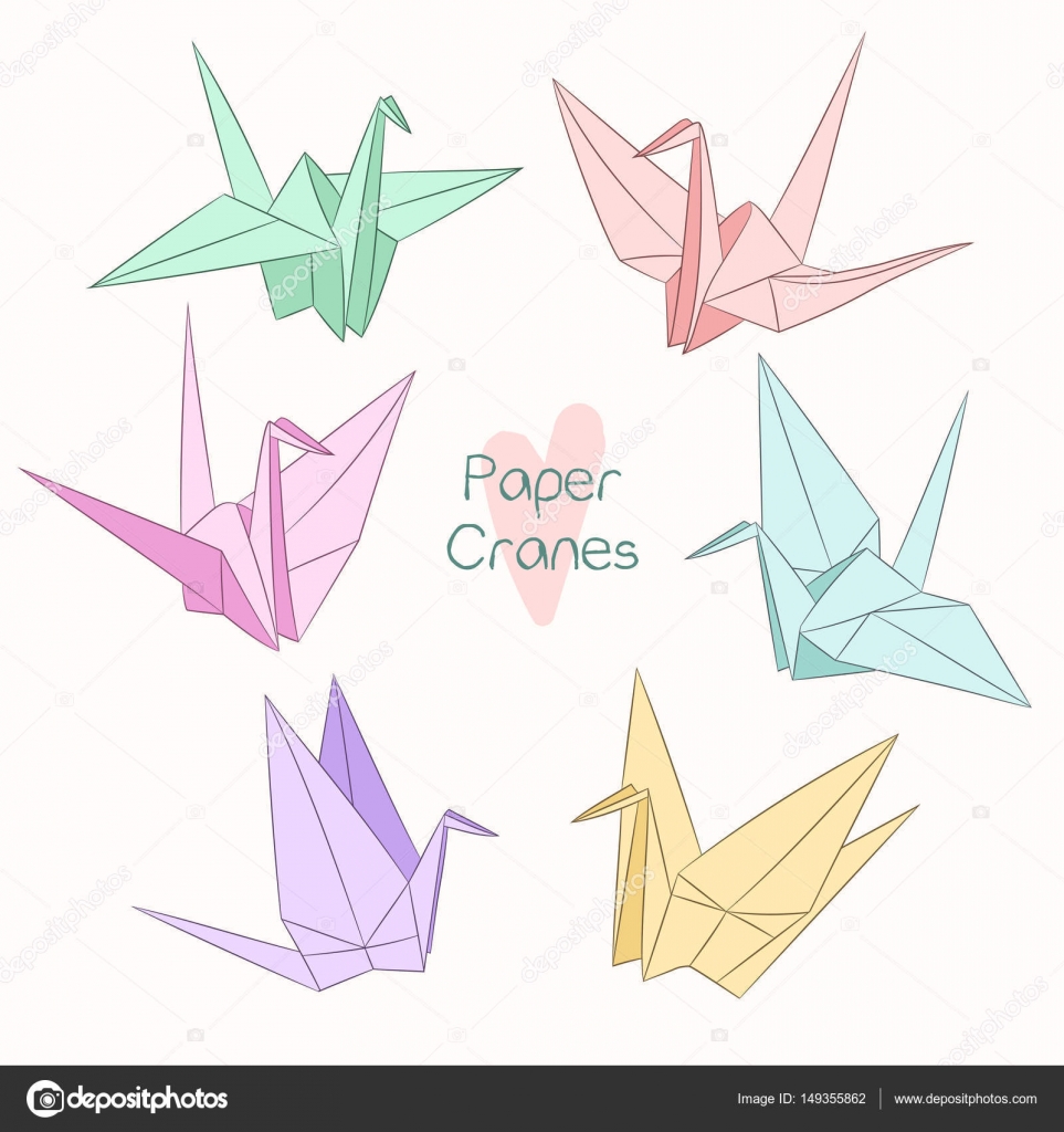 Satz Von Kraniche Aus Papier Stockvektor Imaginasty