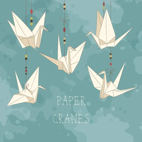 Background with paper cranes. — Stock Vector