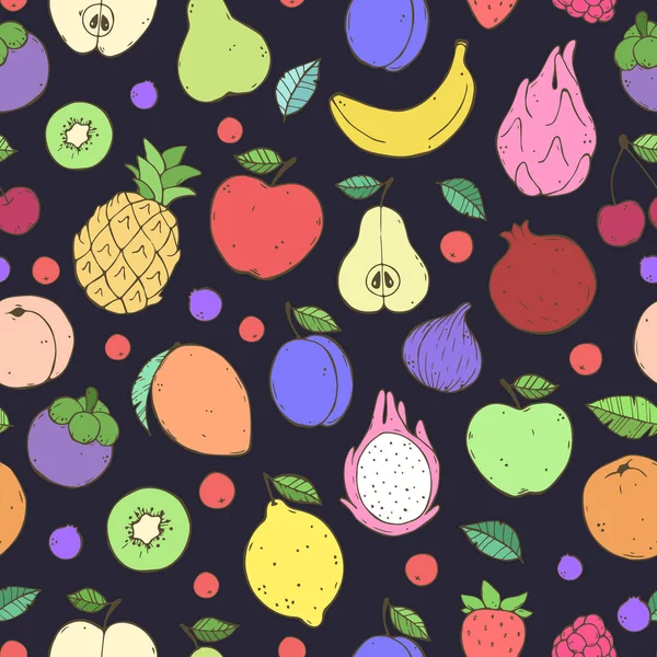 Modèle mignon vectoriel sans couture avec des fruits . — Image vectorielle