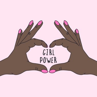 Vektör çizim feminizm hakkında. Kadın erkek eşitliği. Sevimli ve güzel karikatür tarzı.