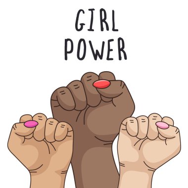 Vektör çizim feminizm hakkında. Kadın erkek eşitliği. Sevimli ve güzel karikatür tarzı.