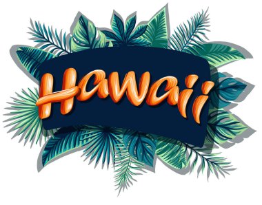 Hawaii tropikal yaprakları parlak turuncu harfler bırakır