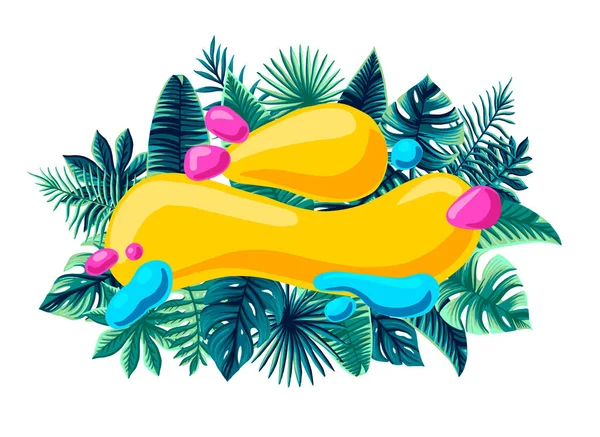 夏季流行的热带设计矢量叶色明亮，可供登记使用 — 图库矢量图片