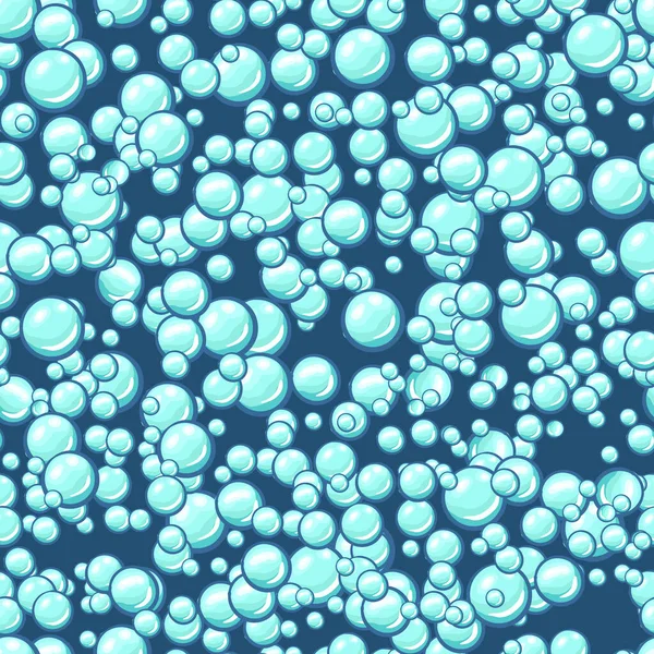 Бесшовный узор с мыльными пузырями на синем фоне — стоковый вектор