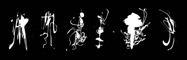 Абстрактні Чорно Білі Елементи Горизонтальний Формат Векторні Ілюстрації Почерк Клопів — стоковий вектор