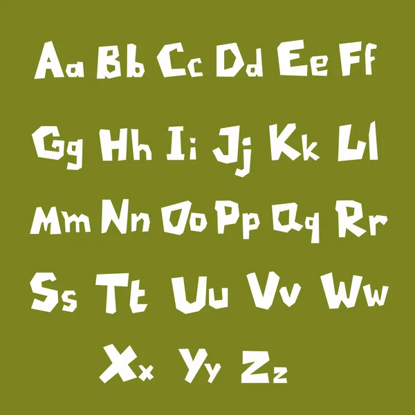 Векторний Набір Англійського Алфавіту Зеленому Тлі Крихітний Білий Вектор Англійської — стоковий вектор