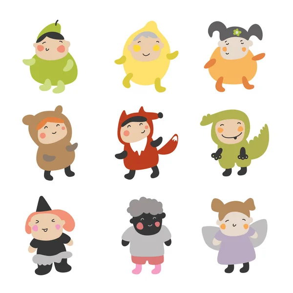 Nette Kinder Charakter Vector Illustration Set Von Kindern Charakter Mit — Stockvektor