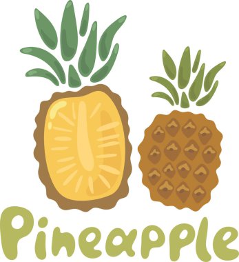 Sağlıklı yaşam için yaz meyveleri. Ananas meyvesi. Vektör illüstrasyon çizgi film düz simgesi beyaz üzerinde izole