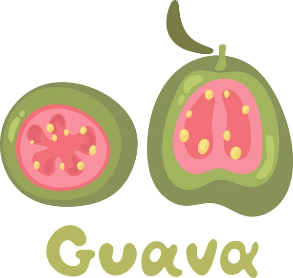 Hälften Guava Ikonen Enskilt Föremål Guava Logotypen Hälsosam Vitamin Mat — Stock vektor