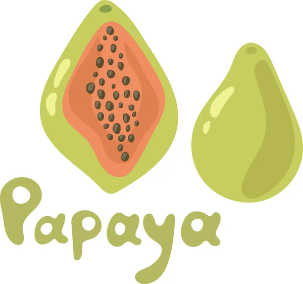 Papaya Płaska Ikona Owoce Tropikalne Grafika Wektorowa Świeże Papaje Tropikalne — Wektor stockowy