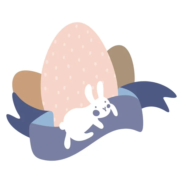 Coelhinho Branco Dos Desenhos Animados Ovos Pintainho Bonitos Com Padrão — Vetor de Stock