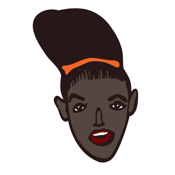 Retrato Femenino Africano Ilustración Lineal Minimalista Moderna Arte Crujiente Cara — Vector de stock