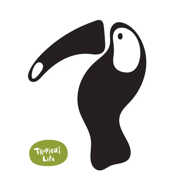 Vecteur Isolé Doodle Dessiné Toucan Silhouette Sur Fond Blanc Bel — Image vectorielle