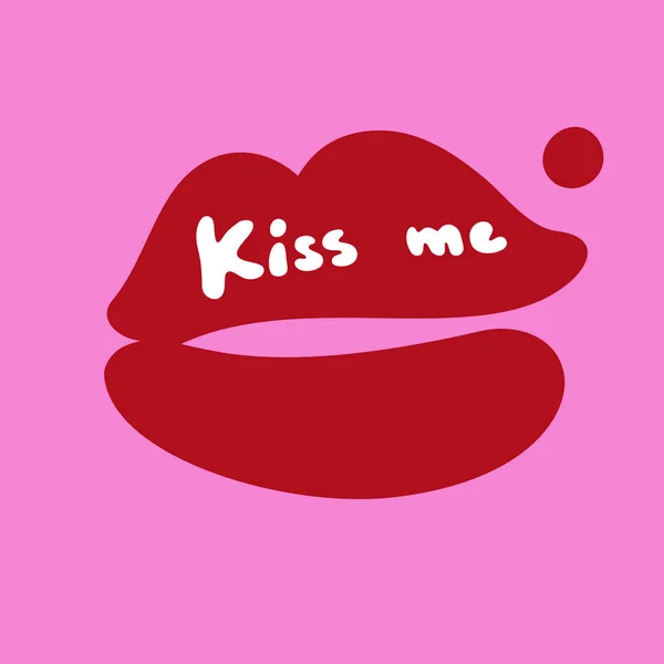Buon San Valentino Baciami Illustrazione Vettoriale Sfondo Rosa Brillante Testo — Vettoriale Stock