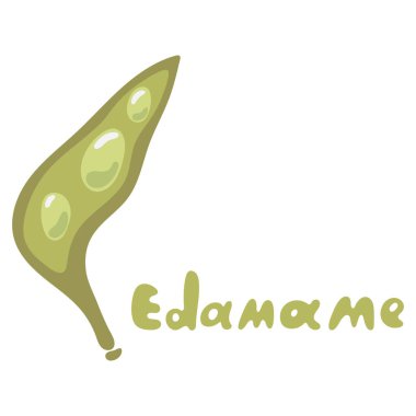 Soya fasulyesi, edamame vektörü. Karikatür edamame yeşil fasulye beyaz arka planda izole.